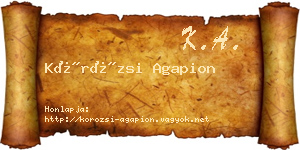 Körözsi Agapion névjegykártya